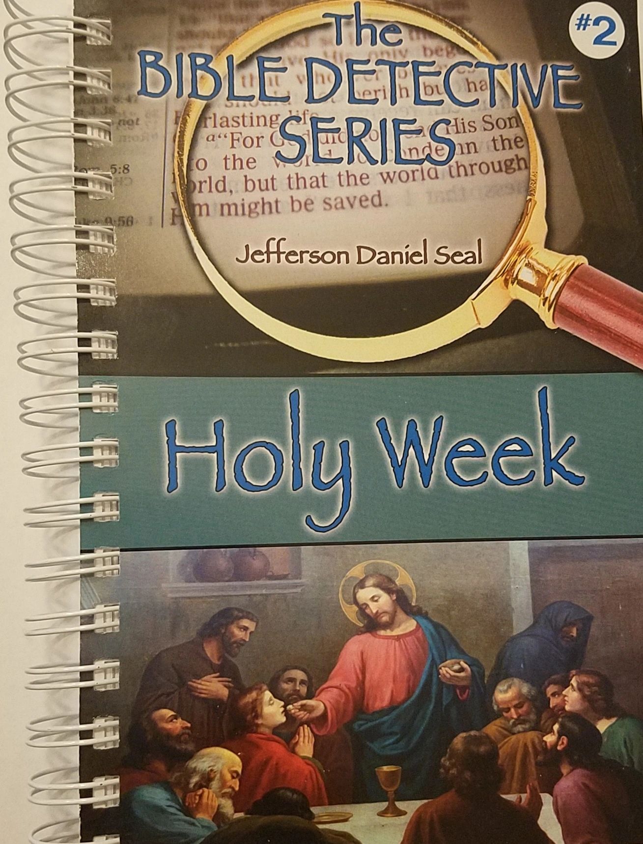 Holy Week book with magnifying glass