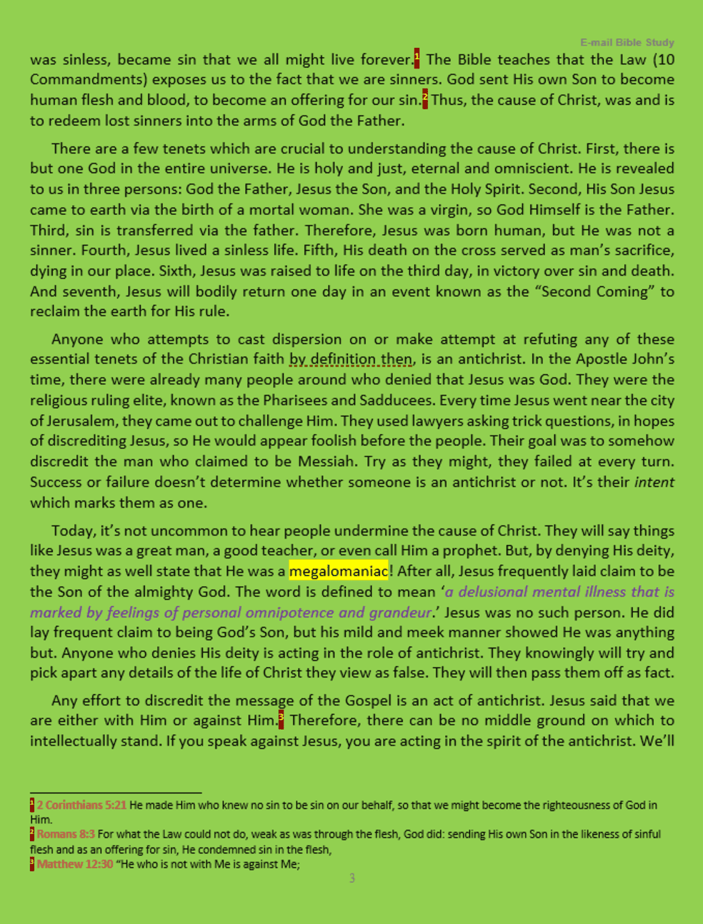 Religious document with annotations and highlights.