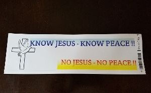 Inspirational message with cross illustration.