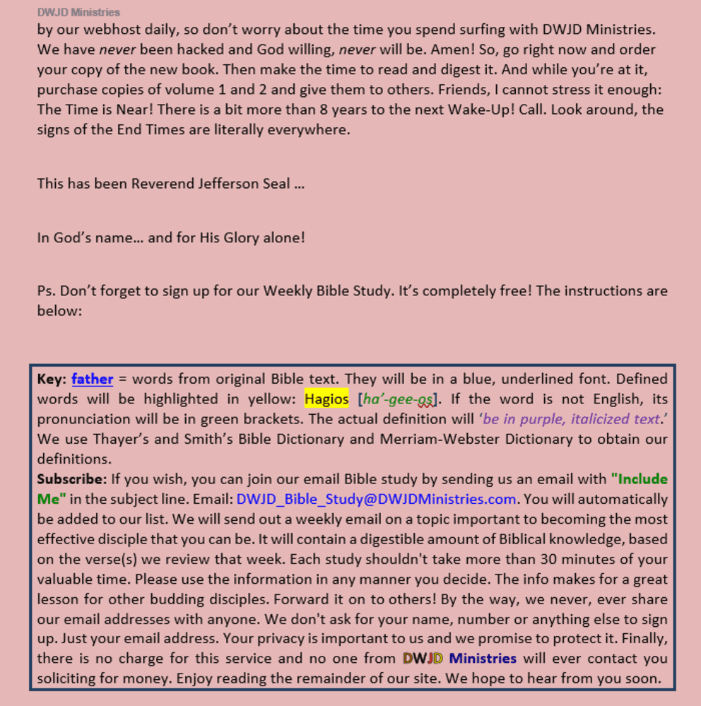 Bible study subscription details