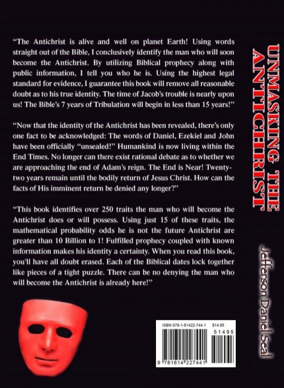 Book cover with red mask and text.