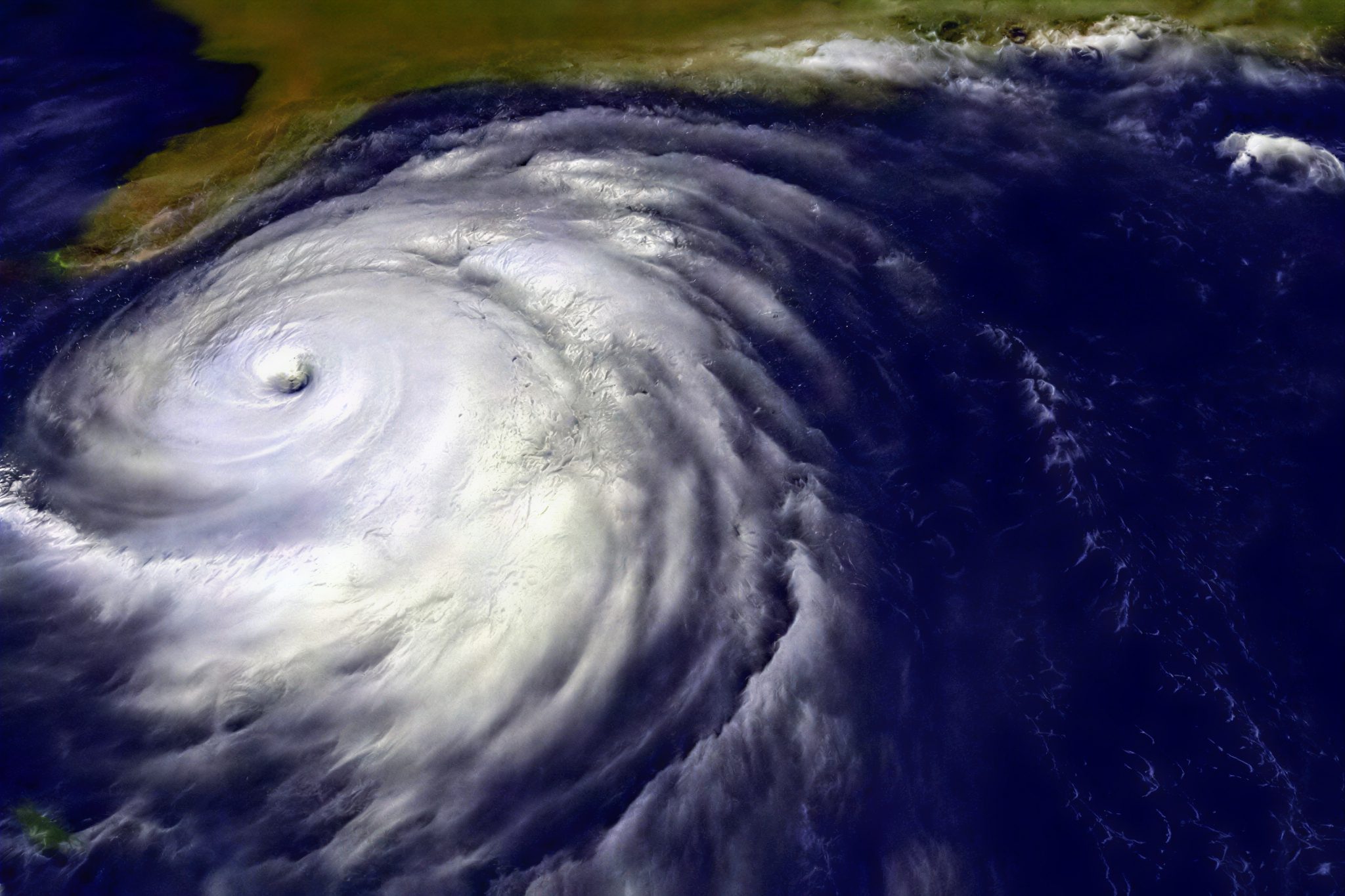Aerial view of large oceanic hurricane