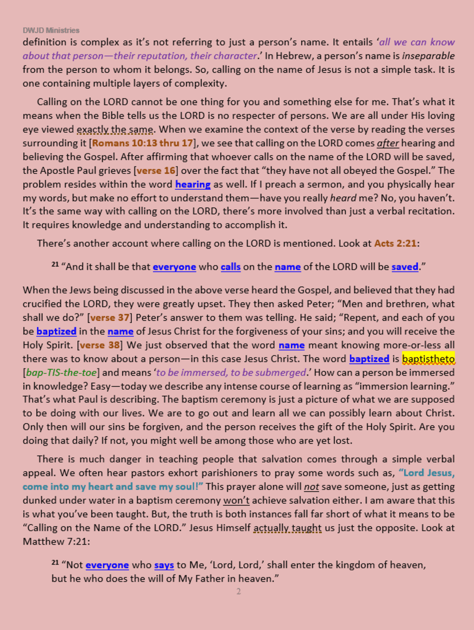 Emphasis on understanding scripture