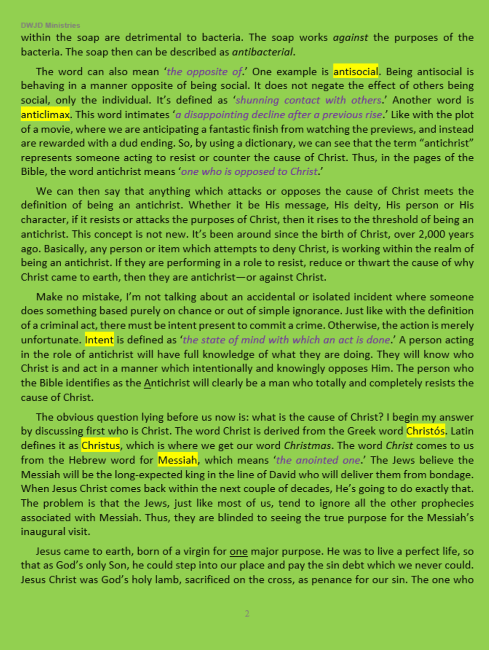 Text on soap and antagonism