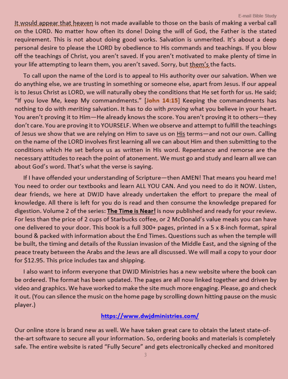 Bible study content on pink background