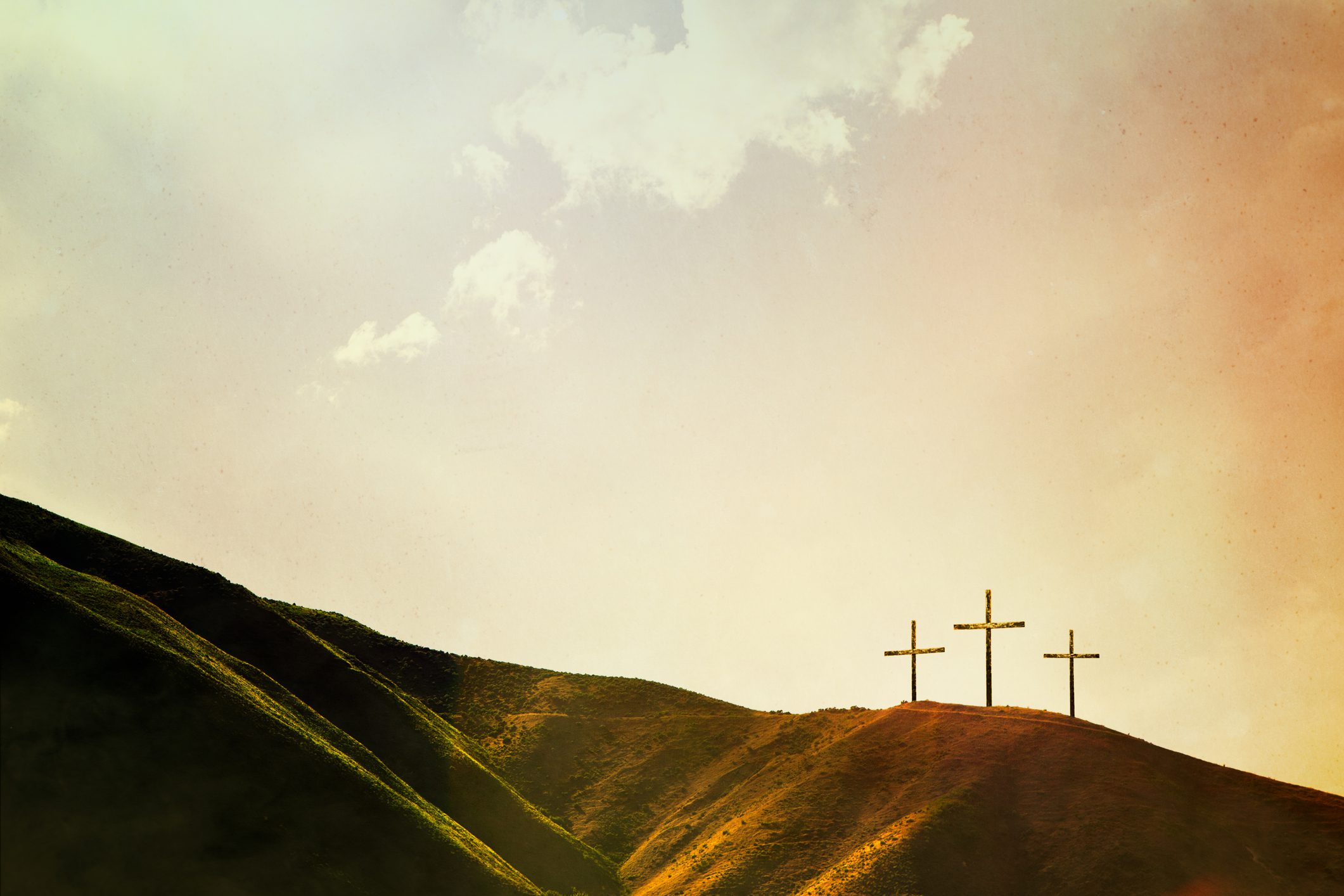 Three crosses on a hill