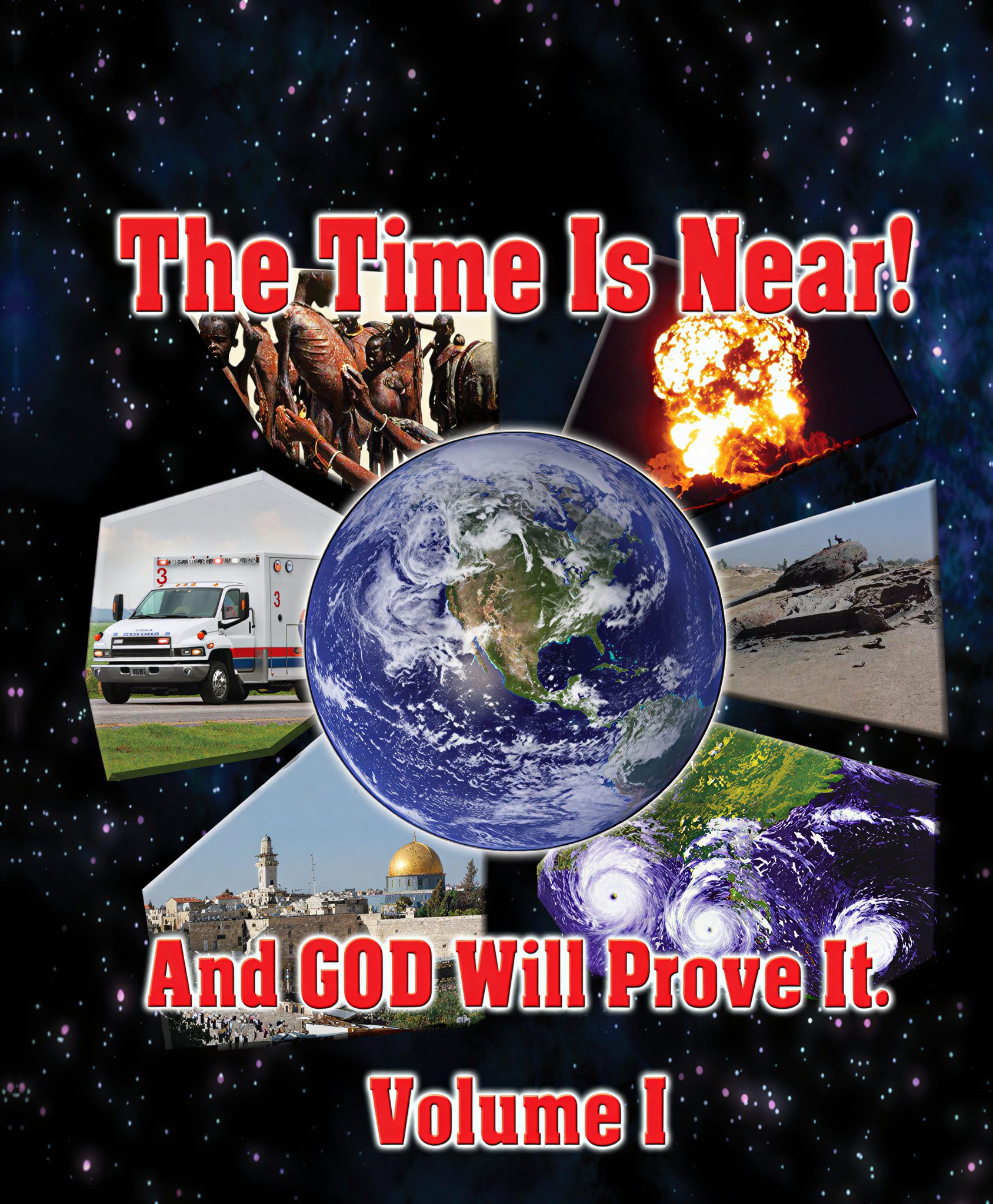 Apocalyptic imagery with Earth at center