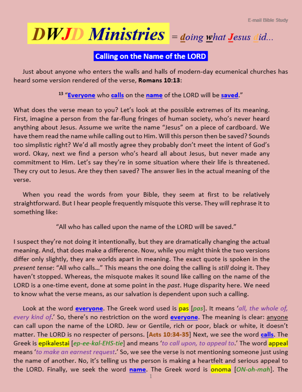 Bible study text with highlighted sections