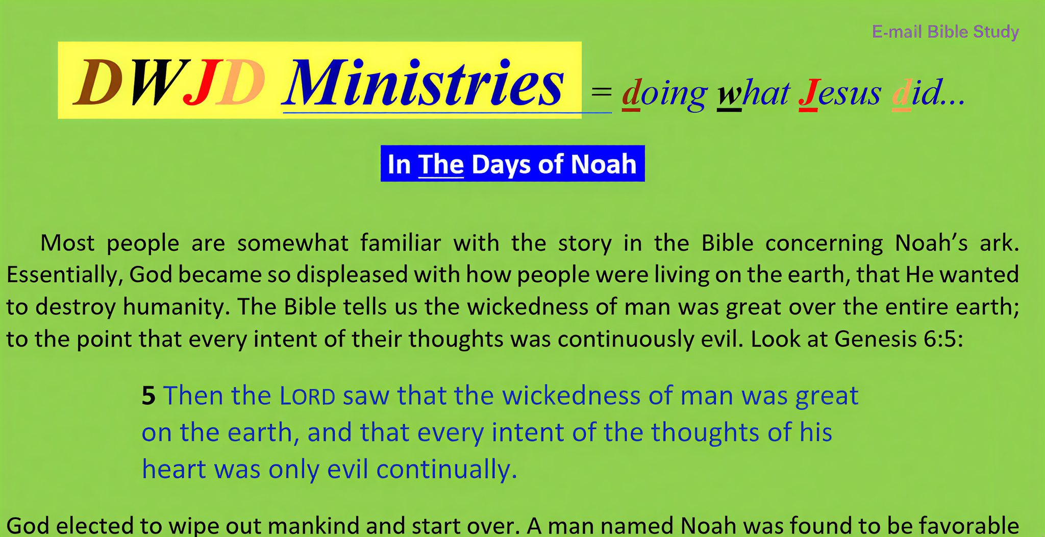 DWJD Ministries Bible Study Introduction